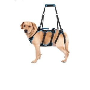 Adjustable Black and Blue Full-Body Dog Mobility Harness with Lift Handle